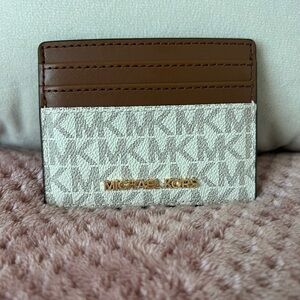 Michael Kors Beige & Brown Signature Card Holder